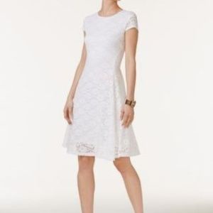 Evan-Picone White Sleeveless Crochet Lace Dress 12